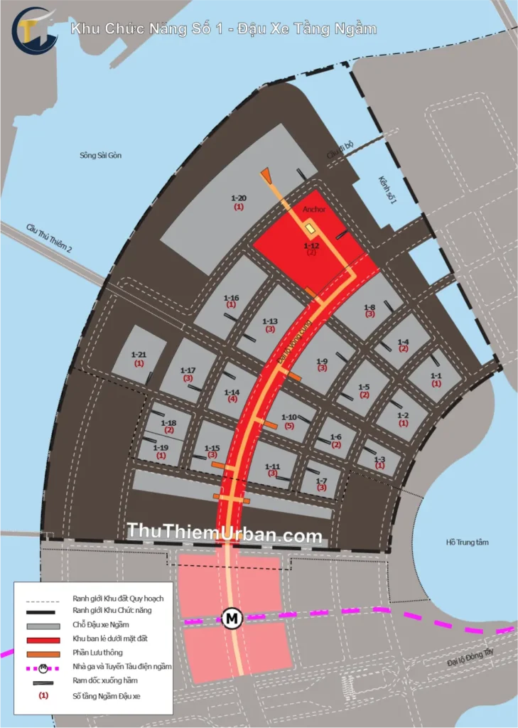 quy hoạch khu chức năng số 1 thủ thiêm - đậu xe tầng ngầm