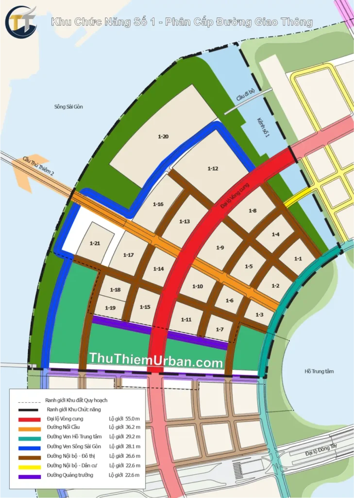 quy hoạch khu chức năng số 1 thủ thiêm - phân cấp đường giao thông new