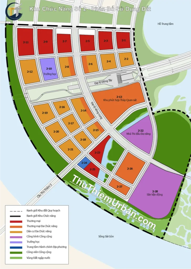 quy hoạch khu chức năng số 2 đô thị thủ thiêm - kích thước lô đất phát triển new