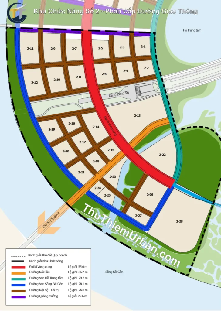 quy hoạch khu chức năng số 2 đô thị thủ thiêm - phân cấp đường giao thông new