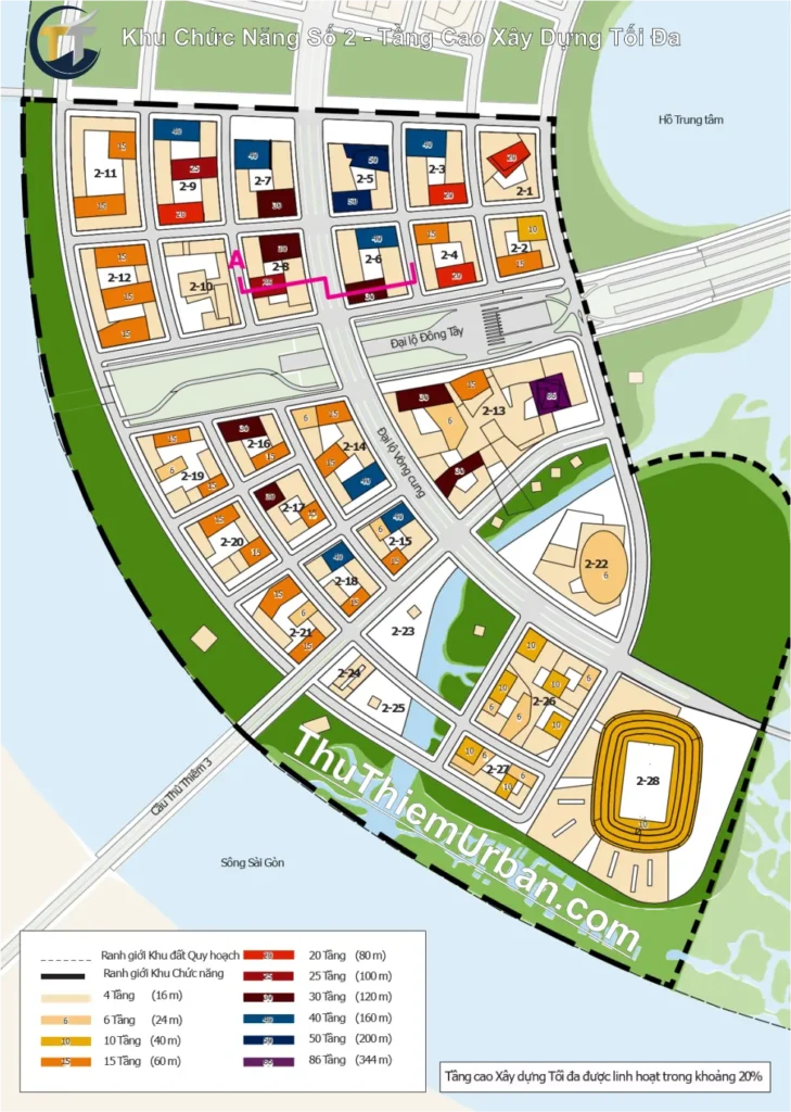 quy hoạch khu chức năng số 2 đô thị thủ thiêm - tầng cao xây dựng tối đa new