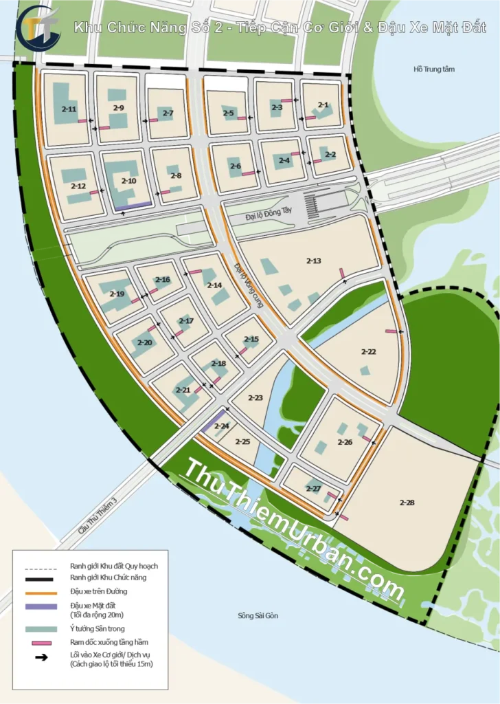 quy hoạch khu chức năng số 2 đô thị thủ thiêm - tiếp cận cơ giới & đậu xe mặt đất new