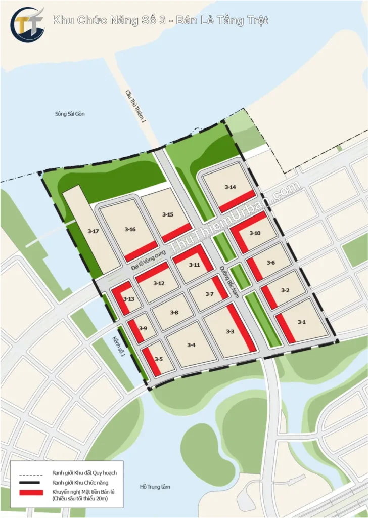 quy hoạch khu chức năng số 3 đô thị mới thủ thiêm - bán lẻ tầng trệt new