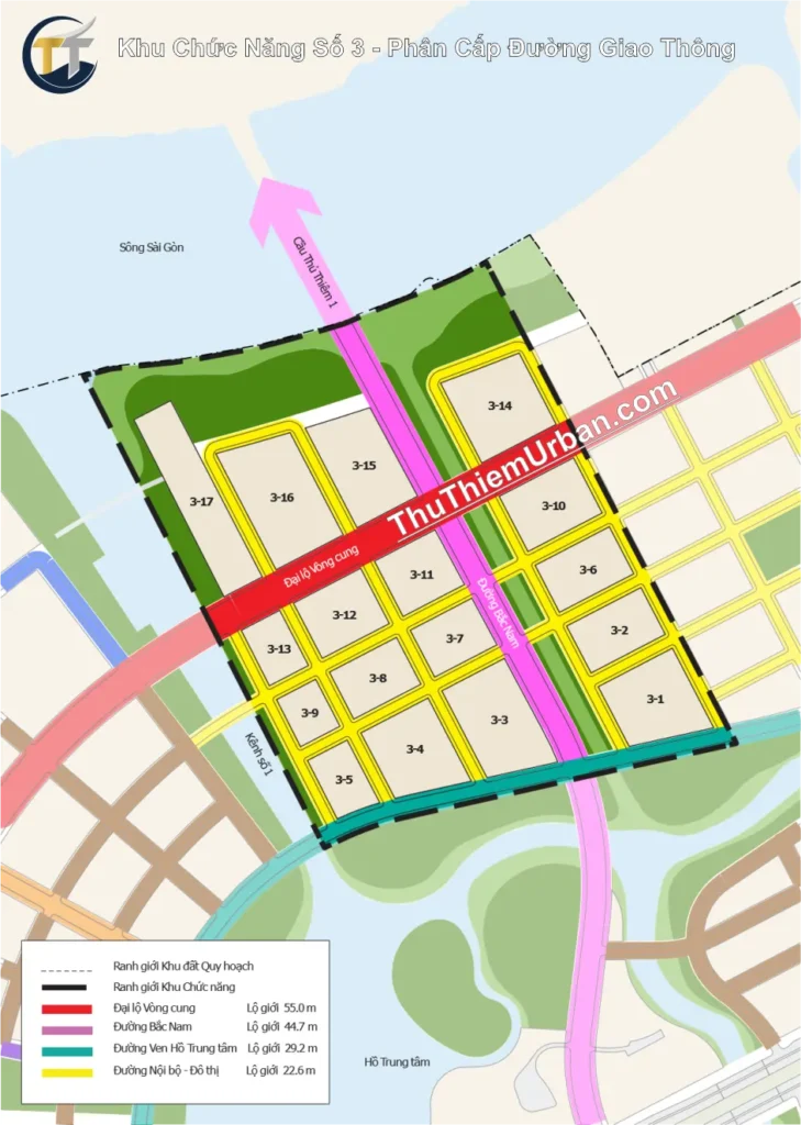 quy hoạch khu chức năng số 3 đô thị mới thủ thiêm - phân cấp đường giao thông new