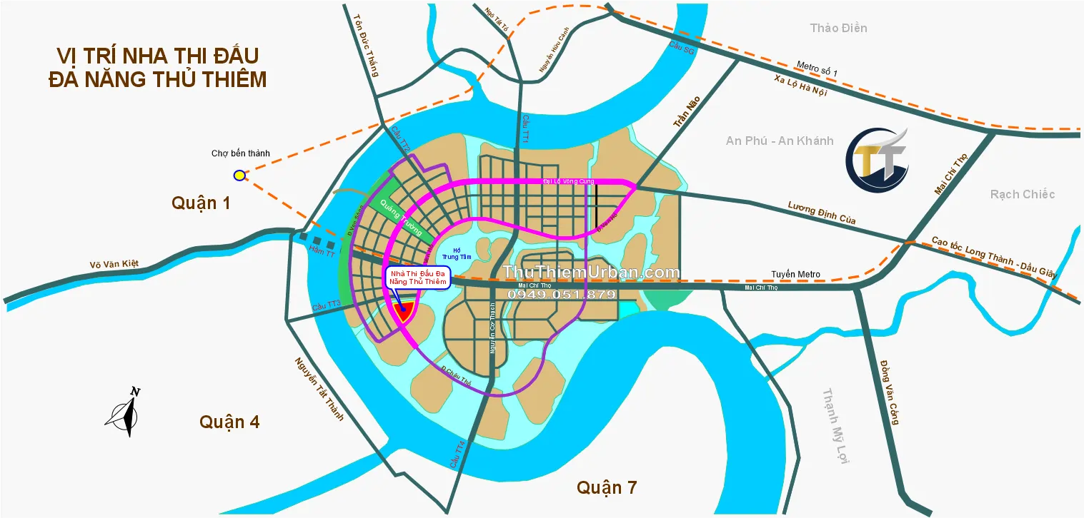 vị trí nhà thi đấu đa năng tại thủ thiêm new