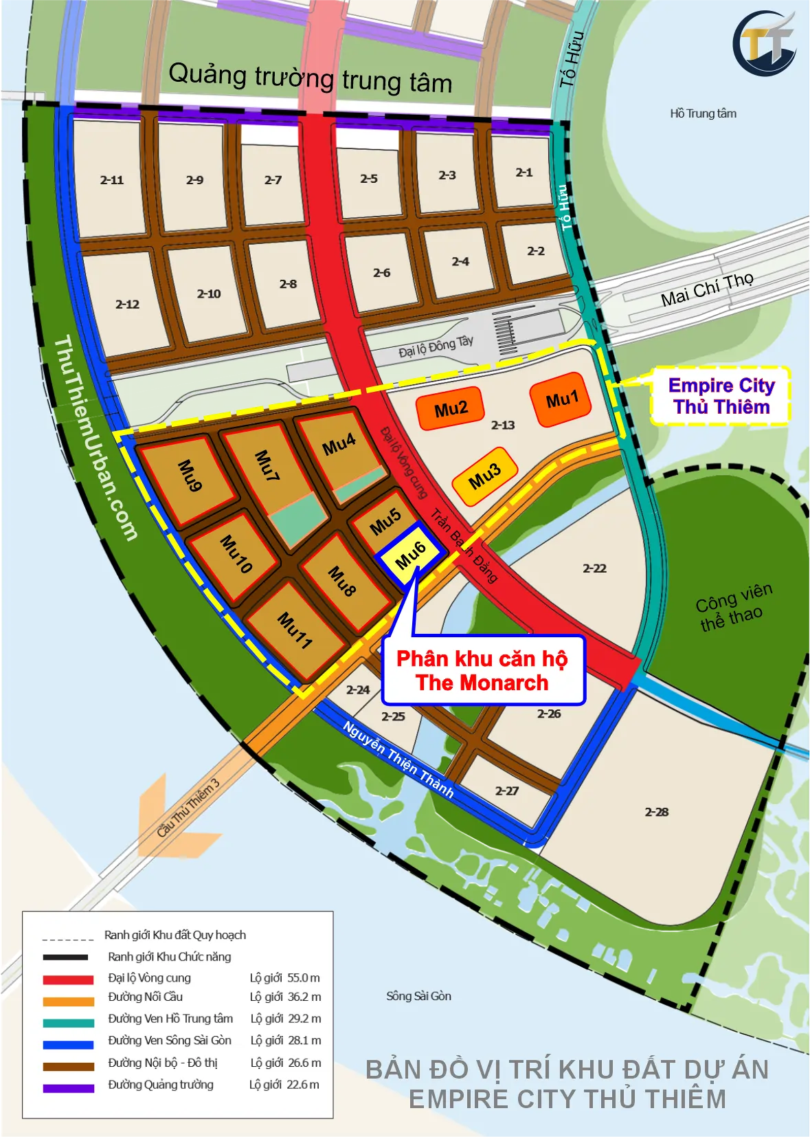 vị trí địa chỉ khu đất the monarch - mu6 empire city thủ thiêm new