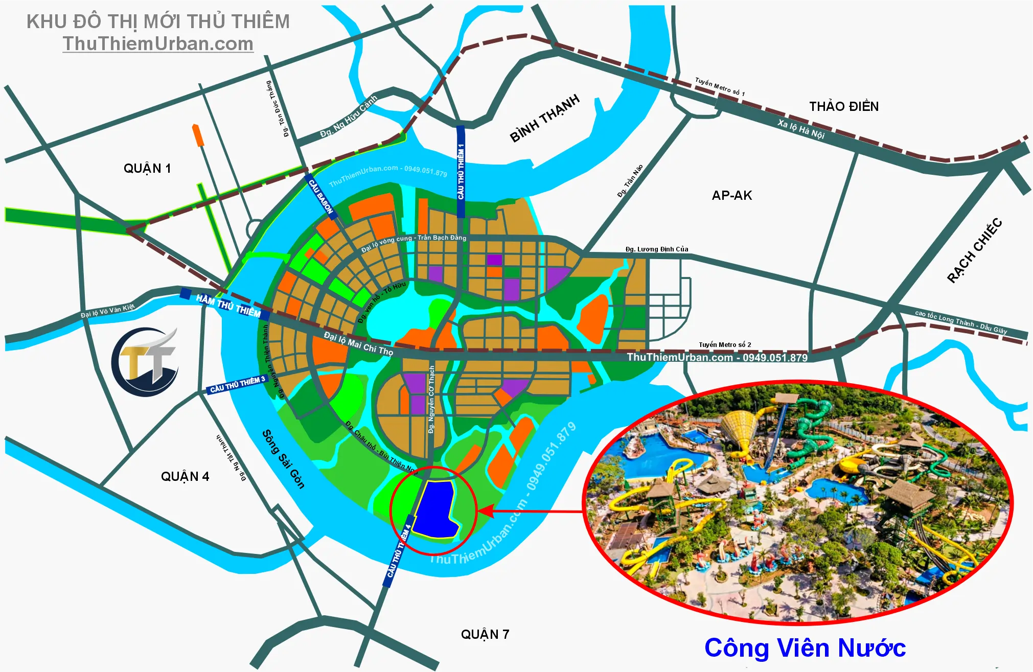 vị trí (địa chỉ) công viên nước thủ thiêm new