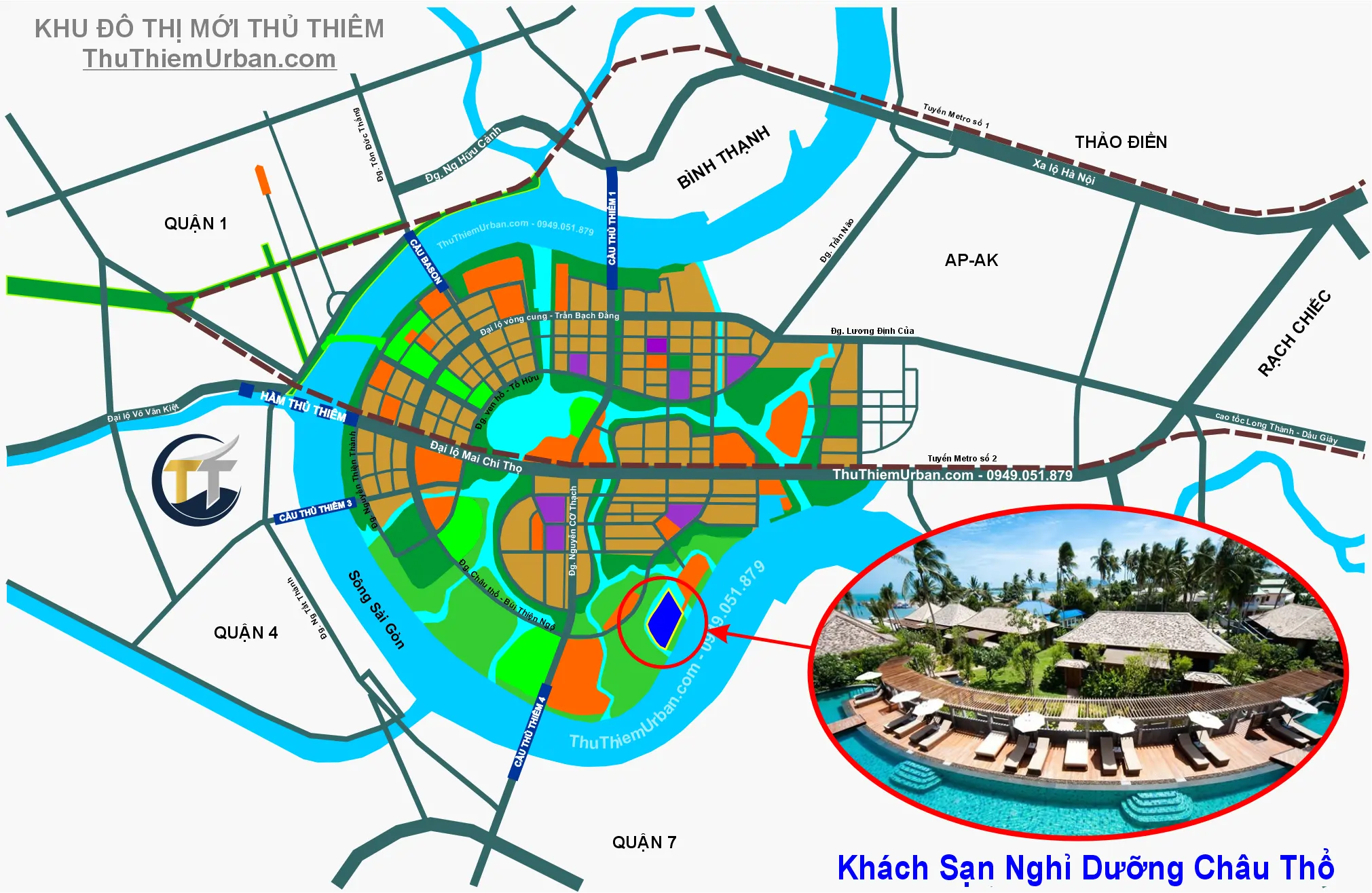 vị trí (địa chỉ) khách sạn nghỉ dưỡng châu thổ phía nam thủ thiêm new