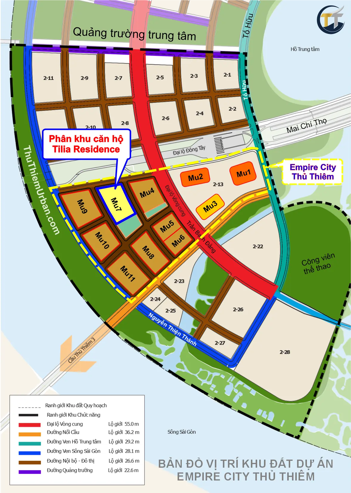 vị trí khu đất dự án tilia residence - mu7 empire city thủ thiêm new