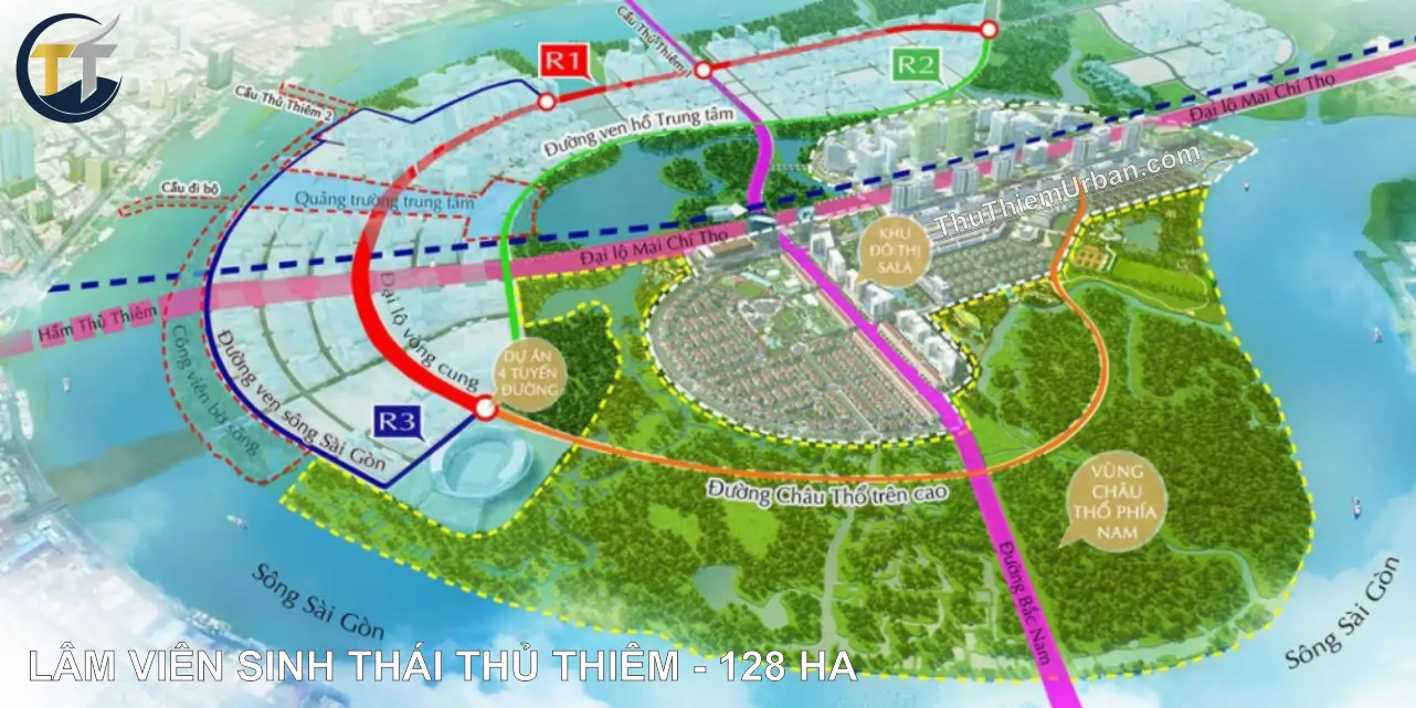 vị trí và kết nối lâm viên sinh thái tại thủ thiêm new