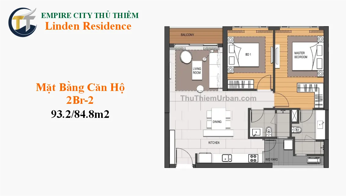 Linden Residences - EP Mu4 48 căn hộ linden residence - empire city thủ thiêm 2 phòng ngủ mẫu 2 - kepple land new