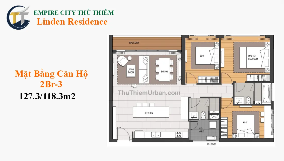 Linden Residences - EP Mu4 50 căn hộ linden residence - empire city thủ thiêm 3 phòng ngủ mẫu 1 new