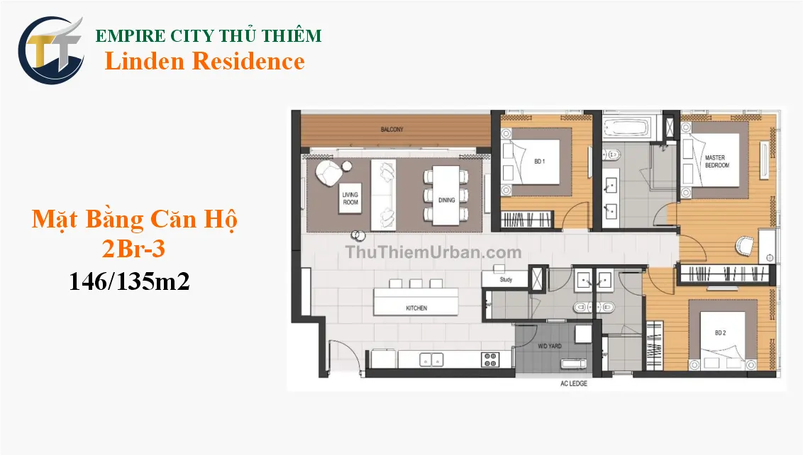 Linden Residences - EP Mu4 52 căn hộ linden residence - empire city thủ thiêm 3 phòng ngủ mẫu 3 - hồ chí minh new