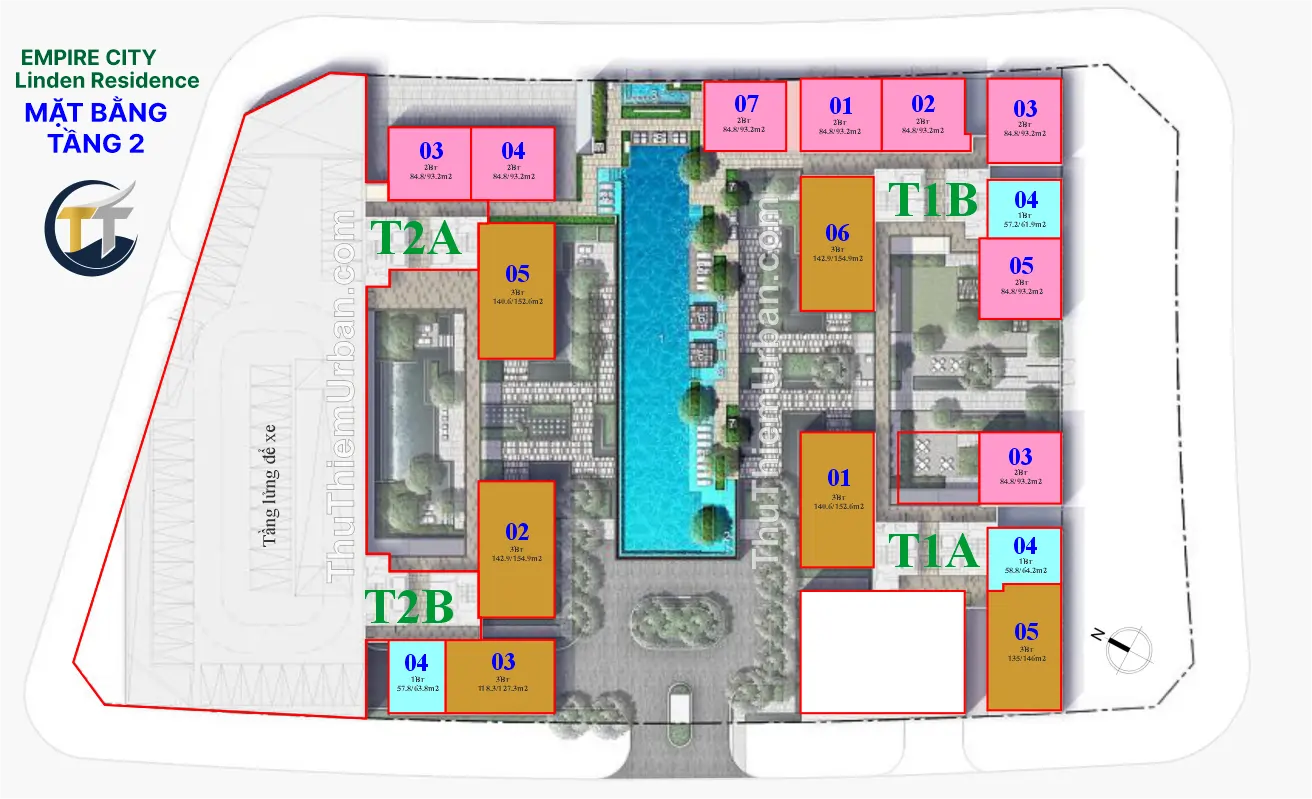Linden Residences - EP Mu4 40 mặt bằng (layout) dự án căn hộ linden residence - MU4 Empire City Thủ Thiêm - Tầng 2 - kepple land new
