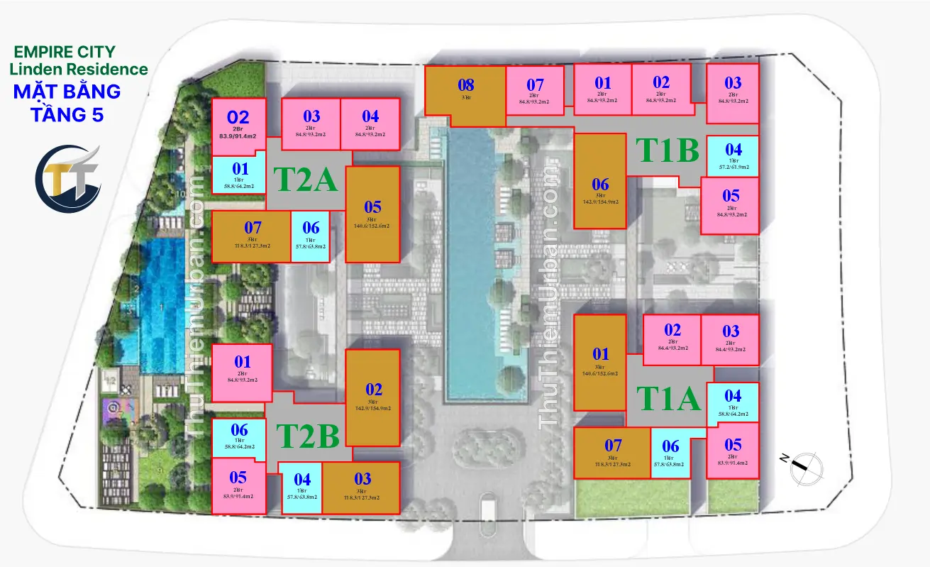 Linden Residences - EP Mu4 42 mặt bằng (layout) dự án căn hộ linden residence - MU4 Empire City Thủ Thiêm - Tầng 5 tiện ích new