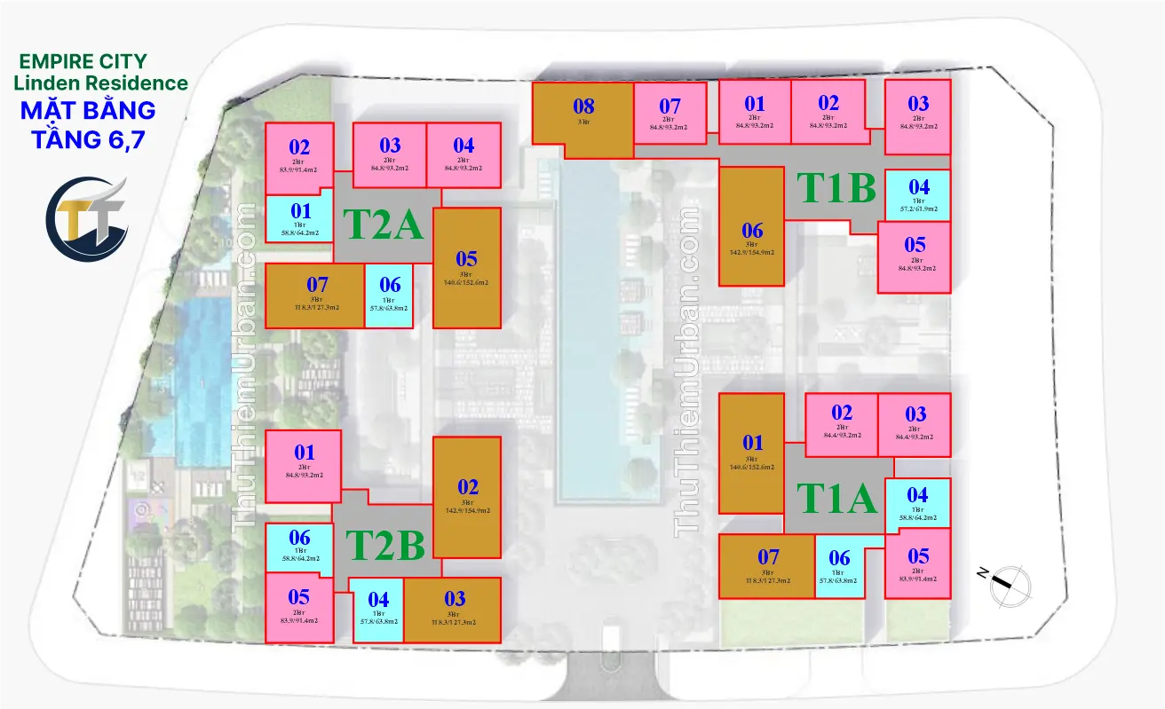 Linden Residences - EP Mu4 43 mặt bằng (layout) dự án căn hộ linden residence - MU4 Empire City Thủ Thiêm - Tầng 6,7 tp thủ đức new