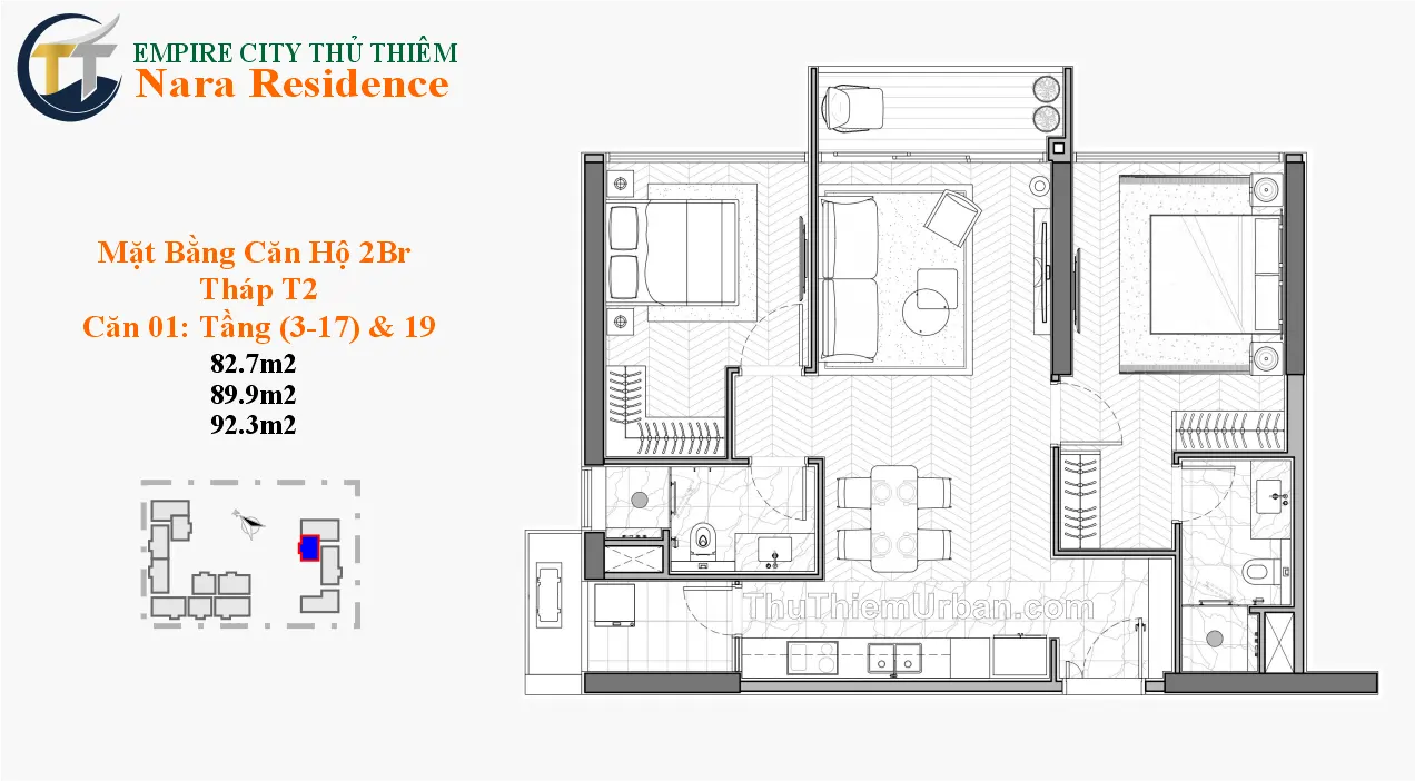 căn hộ nara residence - empire city thủ thiêm - 2 phòng ngủ mẫu 4 chung cư new