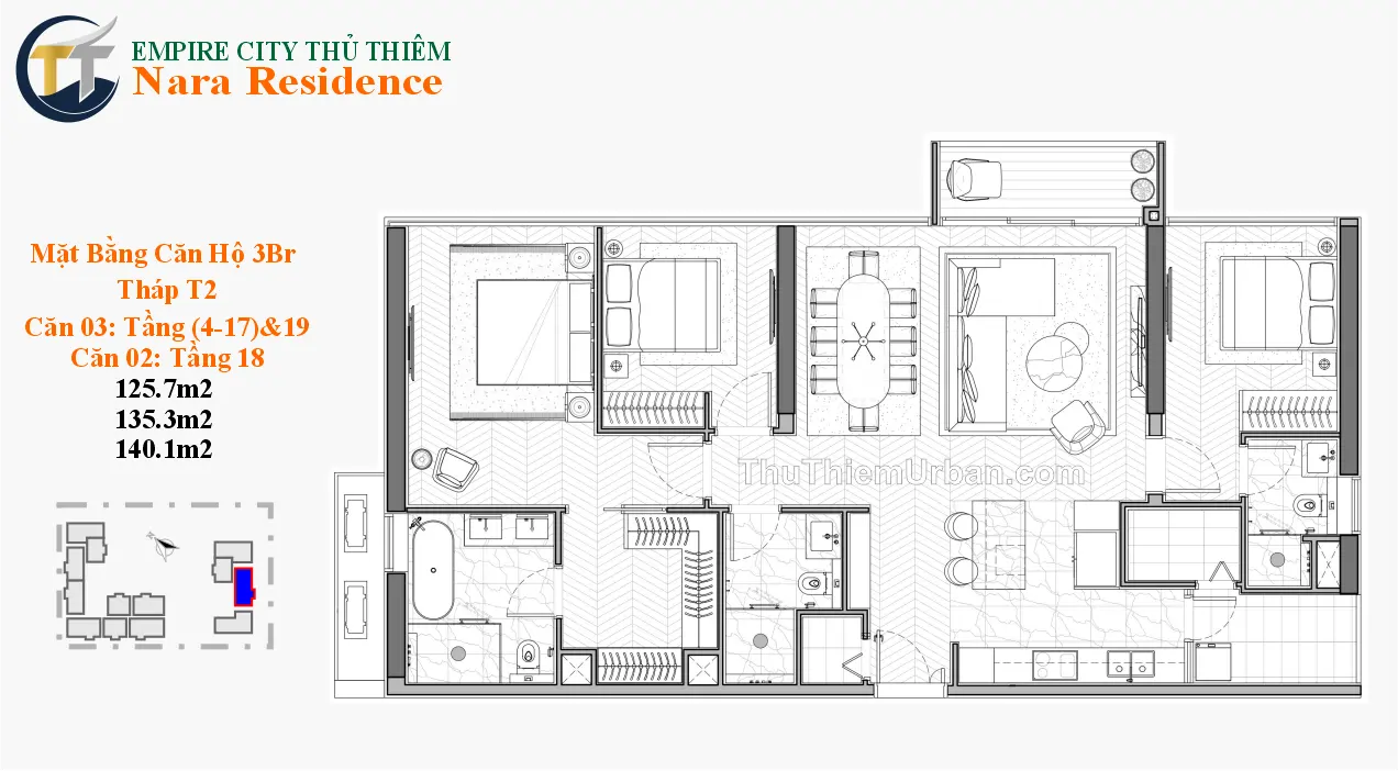 căn hộ nara residence - empire city thủ thiêm - 3 phòng ngủ mẫu 7 sài gòn new