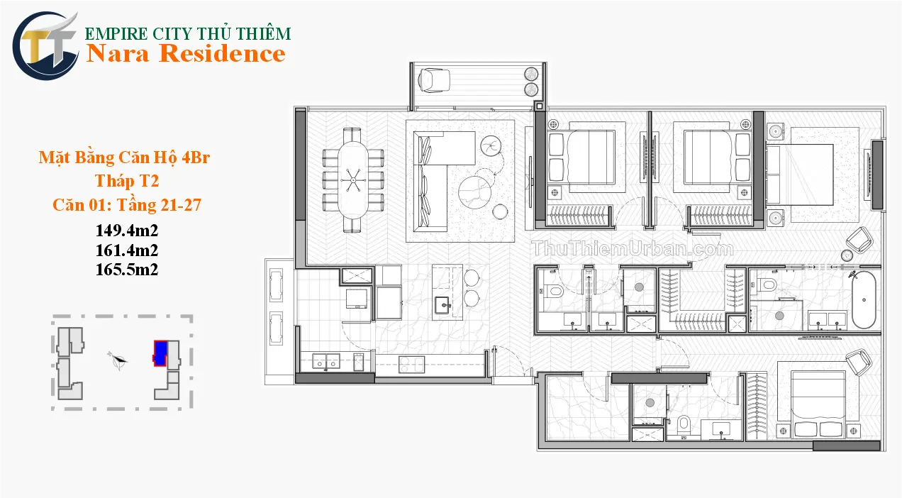 căn hộ nara residence - empire city thủ thiêm - 4 phòng ngủ mẫu 5 quận 2 new