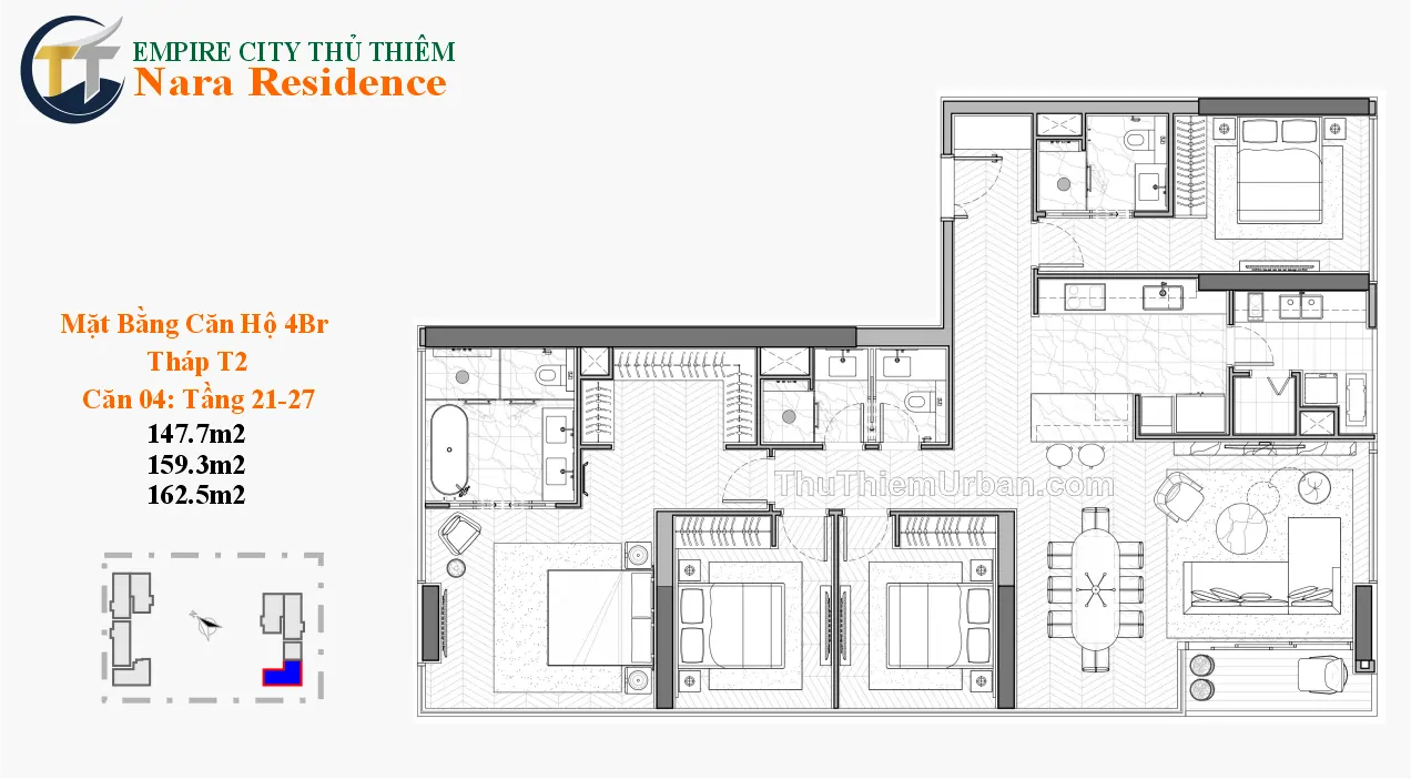 căn hộ nara residence - empire city thủ thiêm - 4 phòng ngủ mẫu 7 - hồ chí minh new