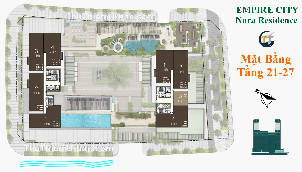 mặt bằng (layout) căn hộ dự án nara residence - mu8 empire city thủ thiêm - tầng 21-27 khu đô thị new