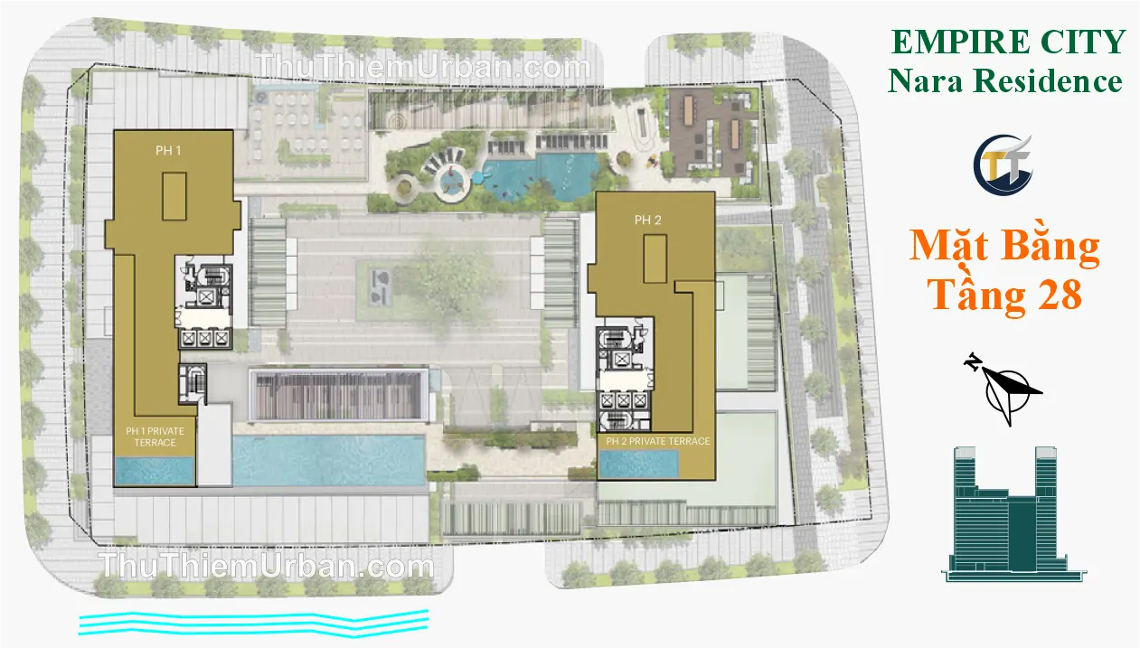mặt bằng (layout) căn hộ dự án nara residence - mu8 empire city thủ thiêm - tầng 28 - penhouse new